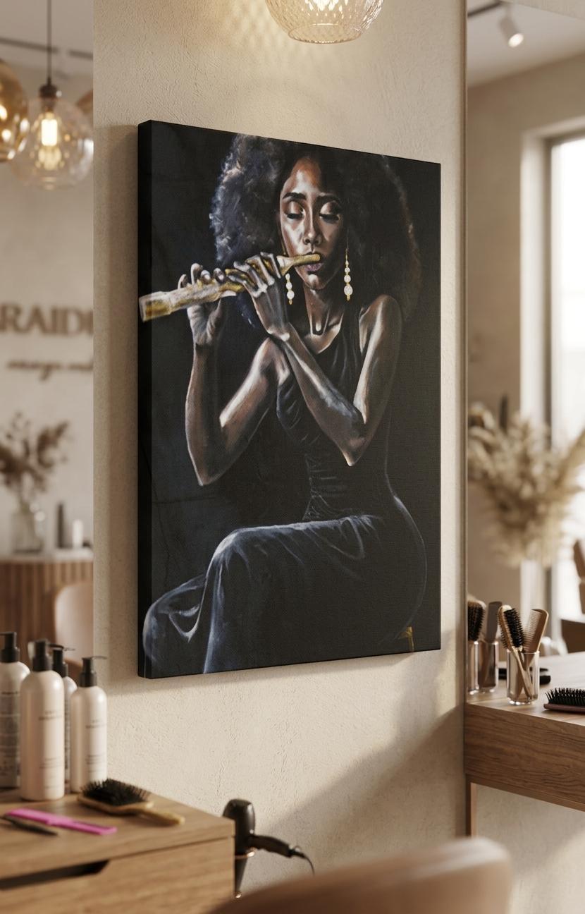 Her Soulful Melodies Canvas Print 24x36 KelechiCanvasArt