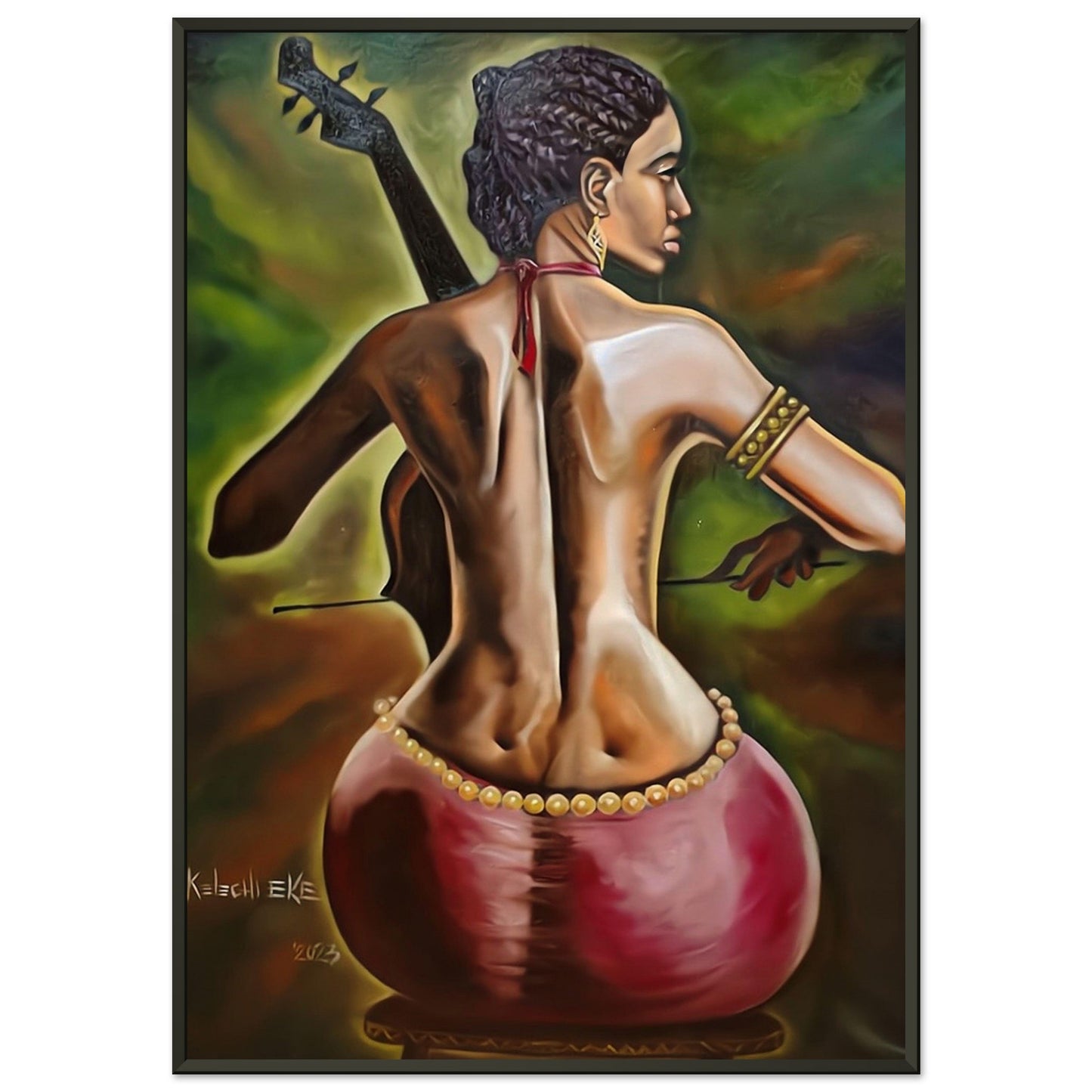 The Viola player | Museum-Quality Matte Paper Metal Framed Poster KelechiCanvasArt