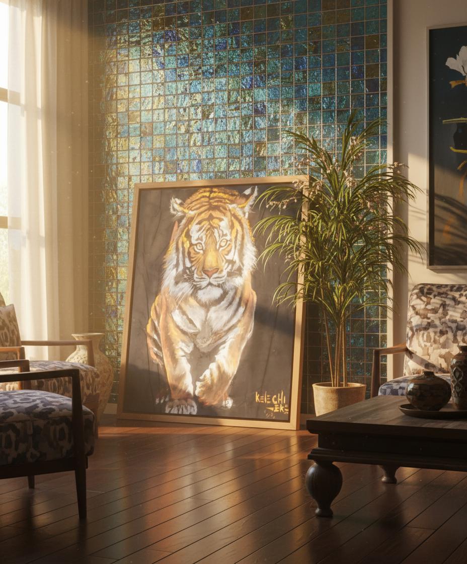 Majestic Tiger – Framed Canvas (60 × 60 cm / 24 × 24 in) - Canvas KelechiCanvasArt