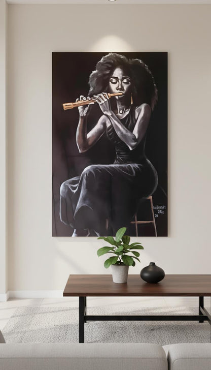 Her Soulful Melodies Canvas Print 24x36 KelechiCanvasArt